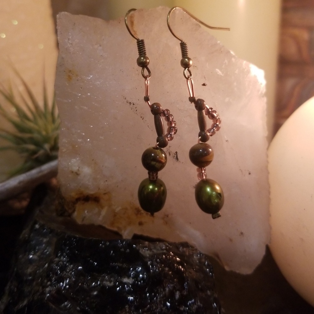 Tigers eye snake earrings